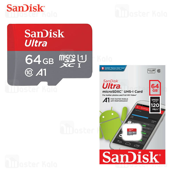 کارت حافظه میکرو اس دی 64 گیگابایت SanDisk U1 A1 653X 120MB